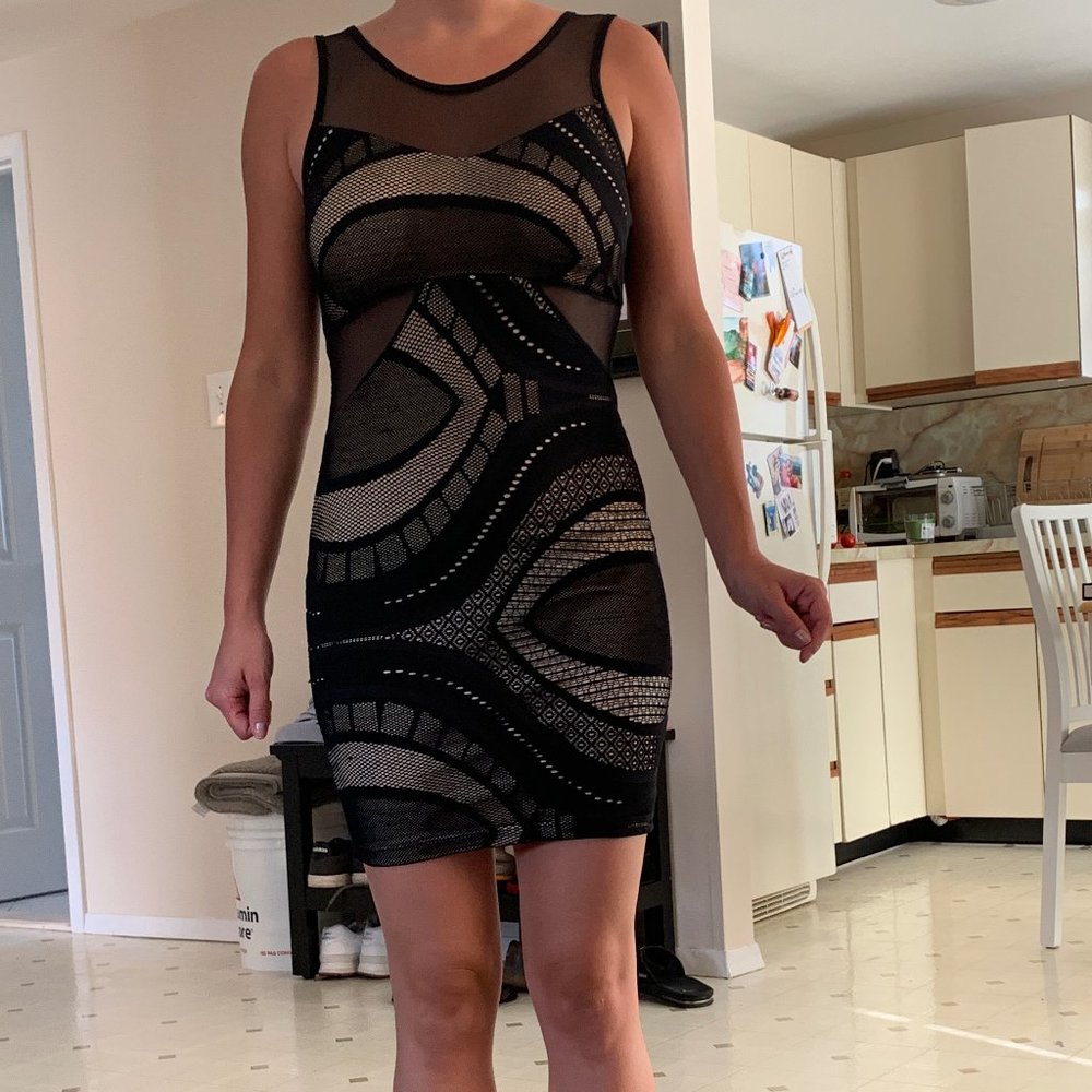Black Illusion Dress with Cut-outs